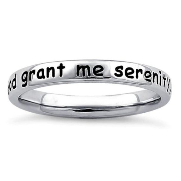 925 STERLING SILVER Serenity Prayer Inspirational Band Ring - Picture 13 of 14